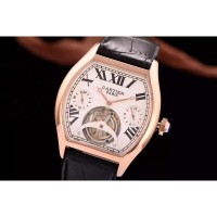 Replik-Uhr Cartier Tortue Tourbillon Roségold WeiBes Zifferblatt Tourbillon 