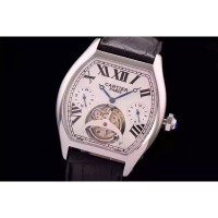 Replik-Uhr Cartier Tortue Tourbillon Rostfreier Stahl WeiBes Zifferblatt Tourbillon 