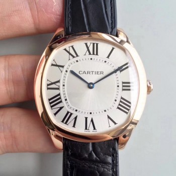 Replik-Uhr Drive de Cartier Extra-Flat WGNM0006 Roségold Silbernes Zifferblatt