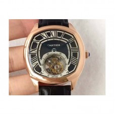 Replik-Uhr Drive De Calibre de Cartier Tourbillon W4100013 Roségold Schwarzes Zifferblatt Tourbillon