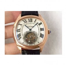 Replik-Uhr Drive De Calibre de Cartier Tourbillon W4100013 Roségold WeiBes Zifferblatt Tourbillon