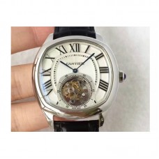 Replik-Uhr Drive De Calibre de Cartier Tourbillon W4100013 Rostfreier Stahl WeiBes Zifferblatt Tourbillon