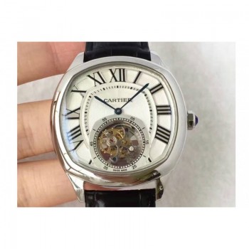 Replik-Uhr Drive De Calibre de Cartier Tourbillon W4100013 Rostfreier Stahl WeiBes Zifferblatt Tourbillon