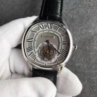 Replik-Uhr Drive de Calibre de Cartier Tourbillon W4100013 Rostfreier Stahl GroBes Zifferblatt