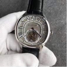 Replik-Uhr Drive de Calibre de Cartier Tourbillon W4100013 Rostfreier Stahl GroBes Zifferblatt