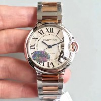 Replik-Uhr Ballon Bleu De Cartier Damen W6920033 36MM Rostfreier Stahl & Roségold Silbernes Zifferblatt