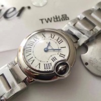 Replik-Uhr Ballon Bleu De Cartier W69010Z4 28MM Rostfreier Stahl WeiBes Zifferblatt Quarz 