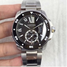 Replik-Uhr Calibre De Cartier Diver W7100057 42MM Rostfreier Stahl Schwarzes Zifferblatt