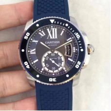 Replik-Uhr Calibre De Cartier Diver WSCA0011 42MM Rostfreier Stahl Blaues Zifferblatt