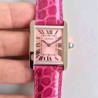 Replik-Uhr Cartier Tank Solo Damen W5200001 27MM x 34MM Rostfreier Stahl Pinkes Zifferblatt Quarz 