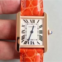 Replik-Uhr Cartier Tank Solo Damen W5200003 27MM x 34MM Roségold WeiBes Zifferblatt Quarz 