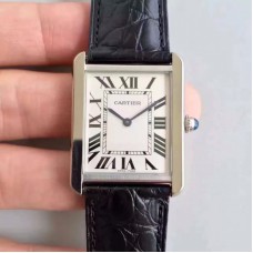 Replik-Uhr Cartier Tank Solo Damen W5200003 27MM x 34MM Rostfreier Stahl WeiBes Zifferblatt Quarz 