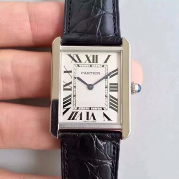 Replik-Uhr Cartier Tank Solo Damen W5200003 27MM x 34MM Rostfreier Stahl WeiBes Zifferblatt Quarz 