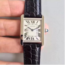 Replik-Uhr Cartier Tank Solo Damen W5200005 24MM x 31MM Rostfreier Stahl WeiBes Zifferblatt Quarz 