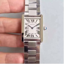 Replik-Uhr Cartier Tank Solo Damen W5200013 24MM x 31MM Rostfreier Stahl WeiBes Zifferblatt Quarz 