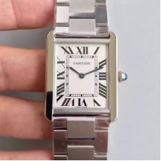 Replik-Uhr Cartier Tank Solo Damen W5200014 27MM x 34MM Rostfreier Stahl WeiBes Zifferblatt Quarz 