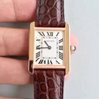 Replik-Uhr Cartier Tank Solo Damen W5200024 24MM x 31MM Roségold WeiBes Zifferblatt Quarz 