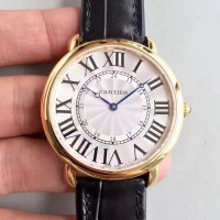 Replik-Uhr Ronde Luis Cartier W6800251 42MM Gelbgold Silbernes Zifferblatt