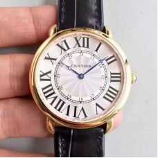 Replik-Uhr Ronde Luis Cartier W6800251 42MM Gelbgold Silbernes Zifferblatt