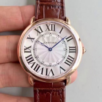 Replik-Uhr Ronde Luis Cartier W6801004 42MM Roségold Silbernes Zifferblatt