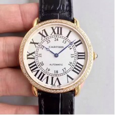 Replik-Uhr Ronde Luis Cartier WR000451 36MM Gelbgold & Diamanten WeiBes Zifferblatt