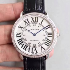 Replik-Uhr Ronde Luis Cartier WR000551 36MM Rostfreier Stahl & Diamanten WeiBes Zifferblatt