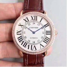 Replik-Uhr Ronde Luis Cartier WR000651 36MM Roségold & Diamanten WeiBes Zifferblatt