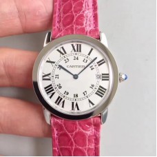 Replik-Uhr Ronde Solo De Cartier Damen W6700255 36MM Rostfreier Stahl WeiBes Zifferblatt Quarz 