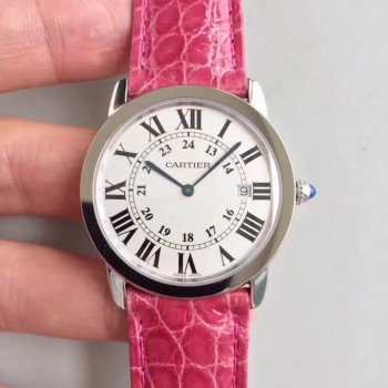 Replik-Uhr Ronde Solo De Cartier Damen W6700255 36MM Rostfreier Stahl WeiBes Zifferblatt Quarz 