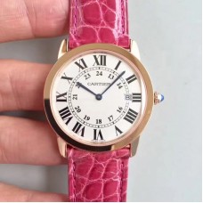 Replik-Uhr Ronde Solo De Cartier Damen W6701008 36MM Roségold WeiBes Zifferblatt Quarz 