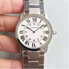 Replik-Uhr Ronde Solo De Cartier W6701005 36MM Rostfreier Stahl WeiBes Zifferblatt Quarz 