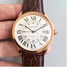 Replik-Uhr Ronde Solo De Cartier W6701009 42MM Roségold WeiBes Zifferblatt