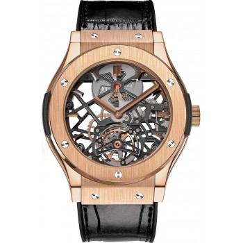 Replika Uhr Hublot Classic Fusion Skeleton Tourbillon King Gold 45mm 505.OX.0180.LR