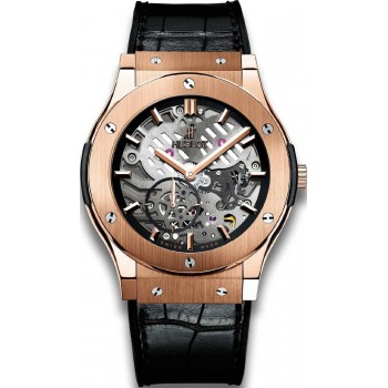 Replik-Uhr Hublot Classic Fusion Ultradünnes Skelett King Gold 45mm 515.OX.0180.LR