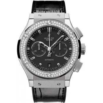 Replika Uhr Hublot Classic Fusion Chronograph Titan Diamanten 45mm 521.NX.1170.LR.1104