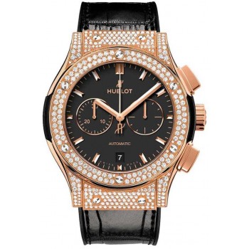 Replik-Uhr Hublot Classic Fusion Chronograph 18k Roségold Full Pave 541.OX.1181.LR.1704