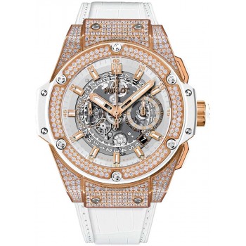 Replika Uhr Hublot King Power Gold Weiß Pave 701.OE.0128.GR.1704