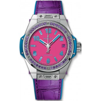 Replica Uhren Hublot Big Bang One Click Pop Art Stahl Lila 465.SV.7379.LR.1205.POP16