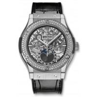 Replica Uhren Hublot Classic Fusion Aerofusion Mondphase Titan Diamanten 517.NX.0170.LR.1104