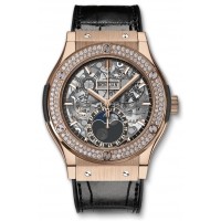 Replika Uhr Hublot Classic Fusion Aerofusion Moonphase King Gold Diamonds 517.OX.0180.LR.1104