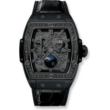 Replika Uhr Hublot Spirit of Big Bang Mondphase Alle schwarzen Diamanten647.CI.1110.LR.1200