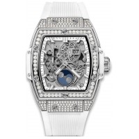 Replik-Uhr Hublot Spirit of Big Bang Moonphase Titanium White Pavé 647.NE.2070.RW.1604