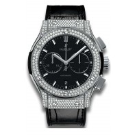 Replika Uhr Hublot Classic Fusion Chronograph Titan Pavé 521.NX.1171.LR.1704