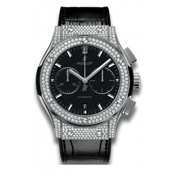 Replika Uhr Hublot Classic Fusion Chronograph Titan Pavé 521.NX.1171.LR.1704