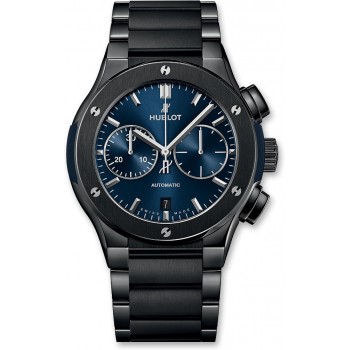 Replika Uhr Hublot Classic Fusion Chronograph Keramik Blau Armband 45mm 520.CM.7170.CM