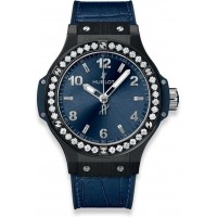 Replica Uhren Hublot Big Bang Keramik Blaue Diamanten 38mm 361.CM.7170.LR.1204