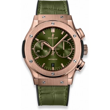 Replica Uhren Hublot Classic Fusion Chronograph King Gold Grün 45mm 521.OX.8980.LR