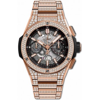 Replik-Uhr Hublot Big Bang Rose King Gold Pave Diamanten Integral Armband 42mm 451.OX.1180.OX.3704