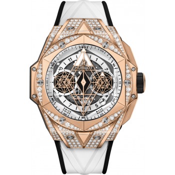 Replik-Uhr Hublot Big Bang Sang Bleu II King Gold Weib Pave 418.OX.2001.RX.1604.MXM20