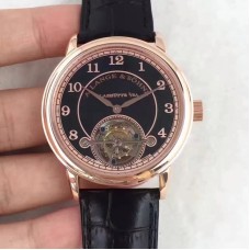 Replika A. Lange & Söhne 1815 Tourbillon 730.032 Roségold mit schwarzem Zifferblatt